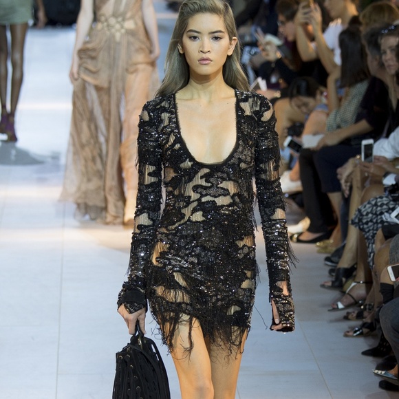 Roberto Cavalli 2016 Mini Fringed Silk dress